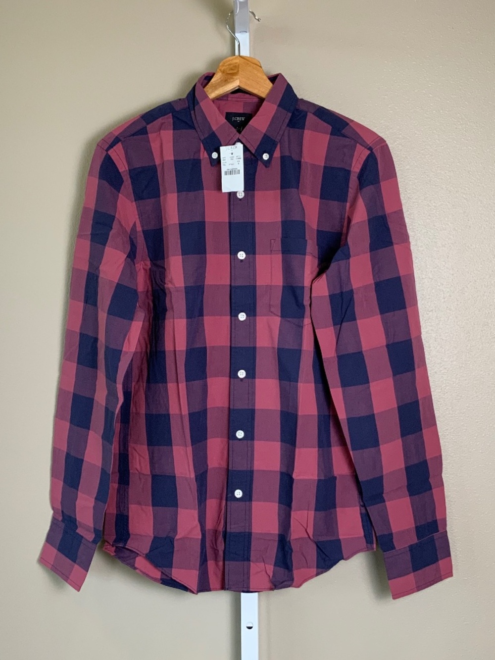 J. Crew Factory Gingham Buffalo Check Slim Washed Button Down Oxford Shirt